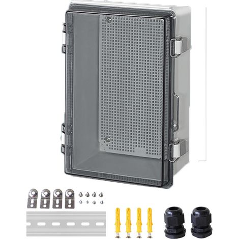 Boîte de distribution étanche IP65,transparent 29x19x14cm boîte de jonction étanche en plastique ABS Boîtier extérieur Boîte électrique avec accessoires de montage Armoire électrique (1/4)