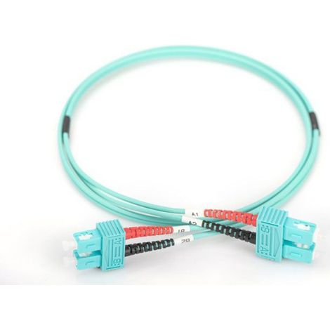 Câble Fibre Optique - SC-Duplex OM3 - 2 m - Multimode 50/125 µm - Ferrule Céramique - 10 Gbps - Turquoise (1/3)