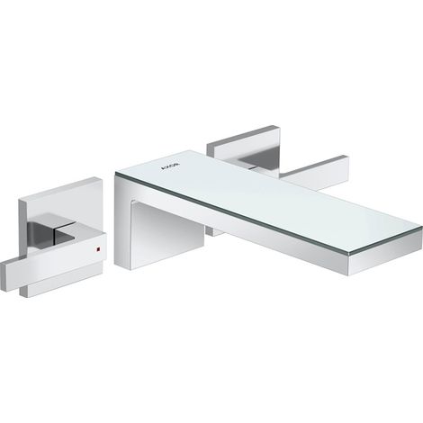 Mitigeur lavabo à 3 trous AXOR MYEDITION avec poignée en métal, finition chromée / miroir en verre