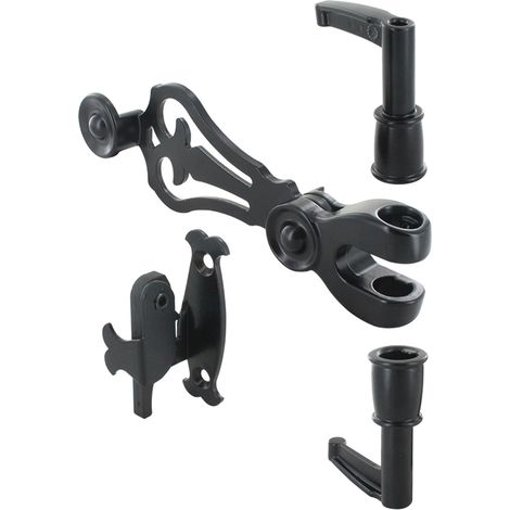 Kit Accessoires pour Espagnolette de Volet Battant - Composite Noir - Poignée, Support et Embouts - Compatible Volets PVC et Aluminium - Fabrication Française -