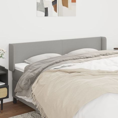 Tête de lit avec oreilles classique Gris clair 163x16x78/88 cm Tissu -BV76097 (1/5)