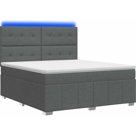 Maison Exclusive - Lit boxspring LED avec matelas Gris foncé 140 x 200 cm Tissu (1/5)