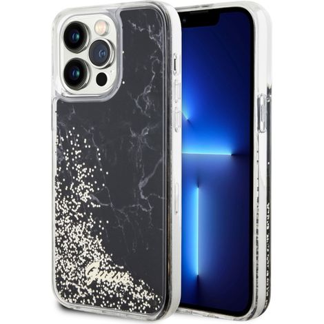 Custodia per iPhone 14 Pro Max Guess Liquid Glitter Marble Black (1/5)