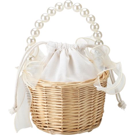 Ringkissen, Blumenkorb, tragbarer Jute-Schleifen-Hochzeitskorb für die Hochzeitszeremonie (1/5)