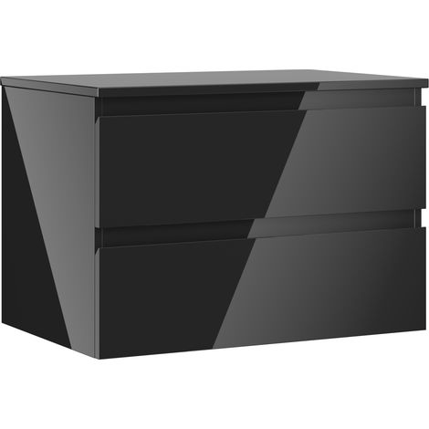 Mexen Orio Badezimmerschrank für Waschbecken 70 cm mit Arbeitsplatte, 2 Schubladen, Schwarz glänzend - 91A10-07047-2-BFFC70 (1/5)