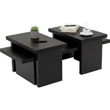 Dmora - Mesa de café Amarantha, Mesa de centro baja, Revistero para sofá, Estante de la sala de estar, 110x45 h42 cm, Negro
