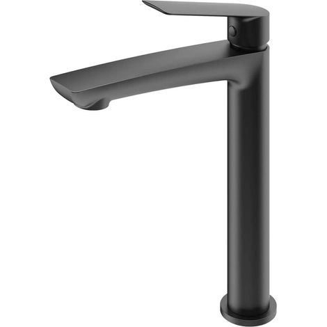 Mitigeur lavabo à bec haut sans garniture de vidage (bouchon) noir mat (1/3)