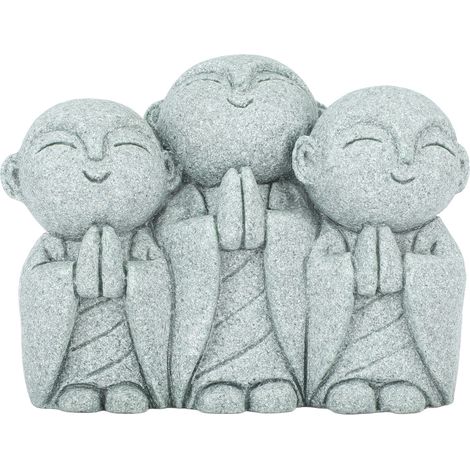 Mini statue de Bouddha de moine en grès vert chinois, jolie figurine de 3 petits moines, ornement pour aquarium, maison, jardin, décoration style 2 (1/5)