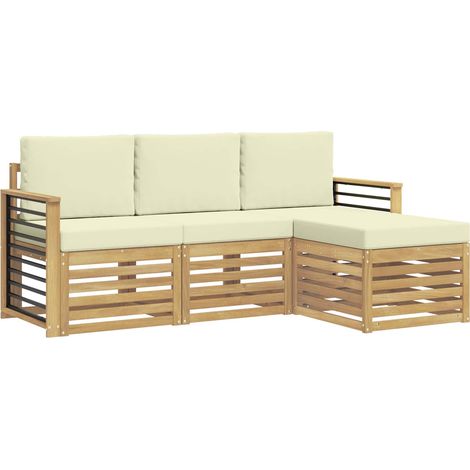 Set di divani da esterno 4 pz Salotto da Giardino Bianco e Crema (1/5)