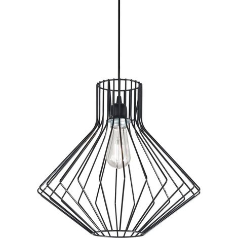 Ideal Lux Ampolla - 1 lámpara colgante de techo de alambre negro, E27