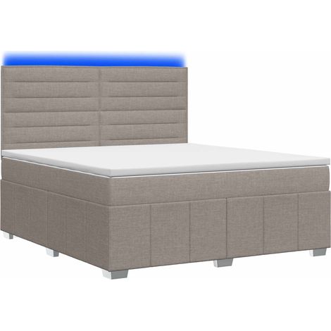 Lit boxspring LED avec matelas Taupe 180 x 200 cm Tissu vidaXL (1/5)