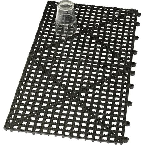Esterilla de drenaje, goma, 31,5 x 31,5 cm, enchufable, negra, paquete de 2 (1/2)