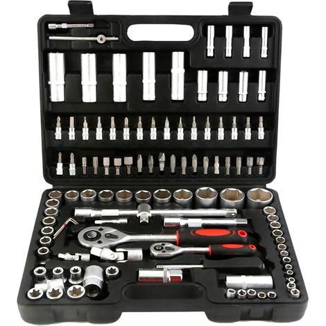 Coffret Kit Outils 108 pcs Kraft Müller Clé à Cliquet Douille Acier Vanadium Douilles, Mécanicien, Garagiste, Bricoleur