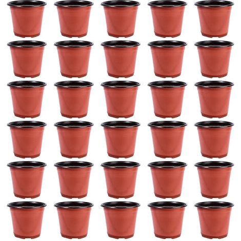 Set mit 30 kreativen und atmungsaktiven Kunststoff-Blumentöpfen für Sukkulenten – Durchmesser 150 mm (braun, zufällige Bodenöffnung) – 14,50 x 14,50 x 12,00 cm – Braun (1/4)