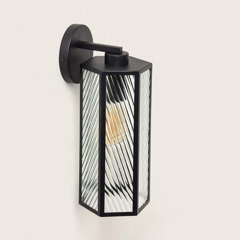 Wandleuchte Glas Hadley Schwarz