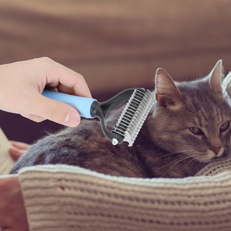 Brosse de toilettage pour chiens et chats, peigne coupe-nœuds, peigne et outil de toilettage bleu S (1/5)