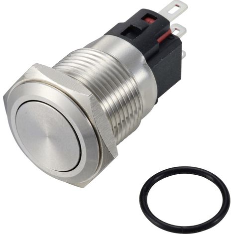TRU COMPONENTS TC-12647480 Drucktaster 250 V/AC 3 A 1 x Aus/(Ein) IP65 tastend Messing, verchromt (1/2)