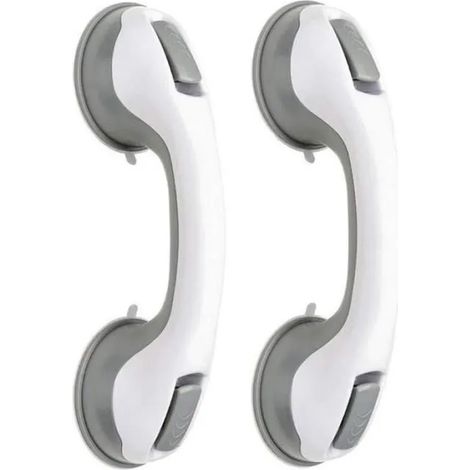 2 PCS Barre d'appui, Poignée baignoire de sécurité/Poignée/ventouse de douche pour salle de bain + WC (Gris) (1/4)