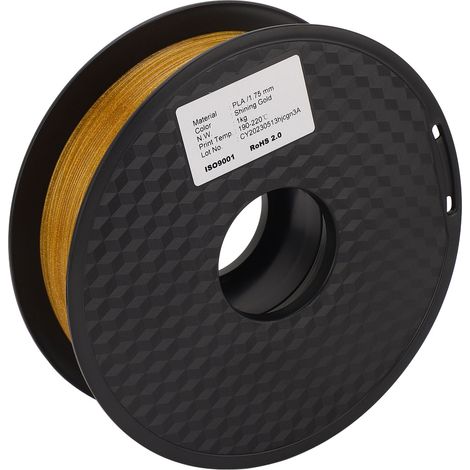 Filament PLA 1.75mm doré, consommable impression 3D, bonne transmission lumineuse, bobine pour imprimante 3D, couleur or (1/5)