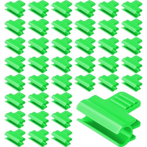 40 Clips de Film, 11mm Pinces de Serre Clips de Cerceau de Jardin, Pinces Fixations en Plastique Clip pour Support d'extension de Plantes Tige de Tube pour Serre Abris Cadre, Vert (1/5)