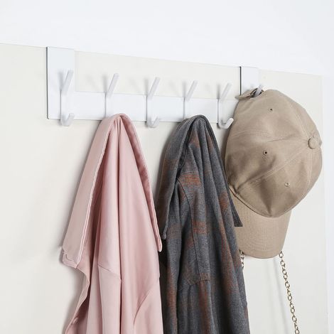 Crochet de porte blanc, porte-manteau de porte pour entrée, porte-serviette pour salle de bain, crochet de porte en aluminium pour accrocher (1/4)