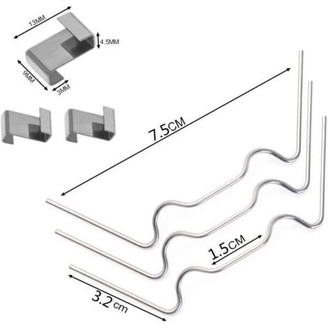 Lot de 100 clips de serre pour vitres, en acier inoxydable (50 clips de vitrage en fil métallique et 50 clips de vitrage en Z) (1/3)