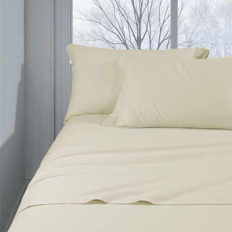 Completo Lenzuolo Invernale Flanella Tinta Unita Panna – 100% Cotone Felpato, Anti-Pilling, Caldo & Morbido, Made in Italy 1 piazza e mezza