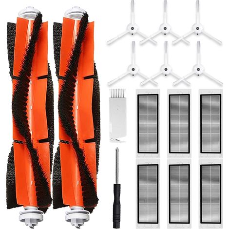 Accessoires Kit Pièces de Rechangepour Xiaomi Roborock S5 Max S6 Pure S6 MaxV S6 Max S4 Max S4 S5 S50 S51 S55 S6 S60 S65, 2 Brosse Principale, 6 Filtres HEPA, 6 Brosses Latérales (1/5)