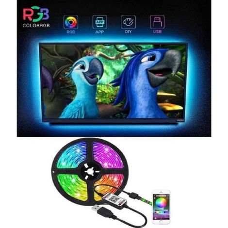 Ruban LED - RGB - 3M - USB - 40 à 70 pouces - Ambiance télé (1/4)