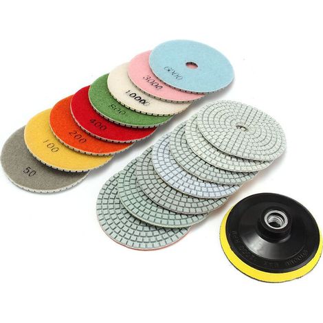 16pcs Brosse de polissage diamant 4 quotkit de disque de broyeur granit marbre pierre béton (1/3)