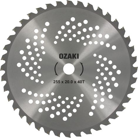 GREENSTAR - Lama a 40 denti per decespugliatore - Denti a punta in carburo - Larghezza di taglio: 255 mm - Spessore 1,3 mm - Foro 20 mm (1/2)