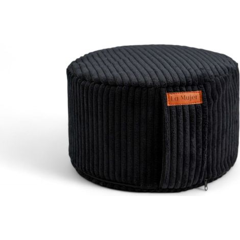 Cuscino da meditazione, zafu con grano saraceno - velluto a coste nero (1/3)