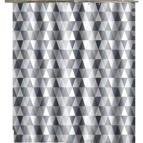 Rideau de Douche Imperméable à l’Eau et Antimoisissure pour Pièce Humide,Drop Lavable Petit Triangle Motifs Rideau de Bain,180  180cm