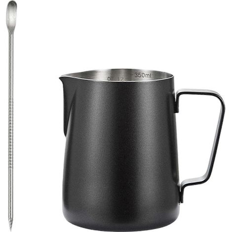 Espresso-Latte-Art-Tasse, Milchaufschäumkännchen, Milchwärmer, auslaufsicheres Espressomaschinen-Zubehör, Latte-Art-Werkzeug, Kaffee-Black (1/5)