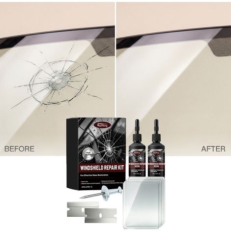 Windschutzscheiben-Pflegeset für Autos – Reparatur, klare Sicht, tägliche Pflege (40 ml x 20 ml x 2) + 2 Abzieher + 5 Härtungsfolien + 1 kleine Nadel -- DTEKGAZ (1/5)