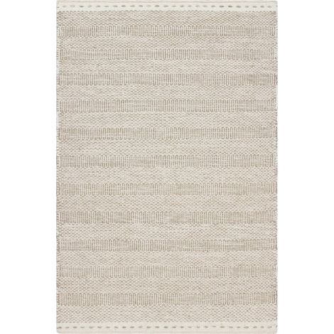 Tapis en laine beige tissé main à rayures texturées - 150 x 80 cm (1/3)