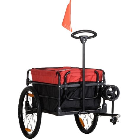 Remorque de fret, tissu Oxford, 130 cm x 64 cm x 64/103 cm, Charge maximale 40 kg, Compatible avec des vélos de 24" à 28", Grandes roues gonflables (1/5)
