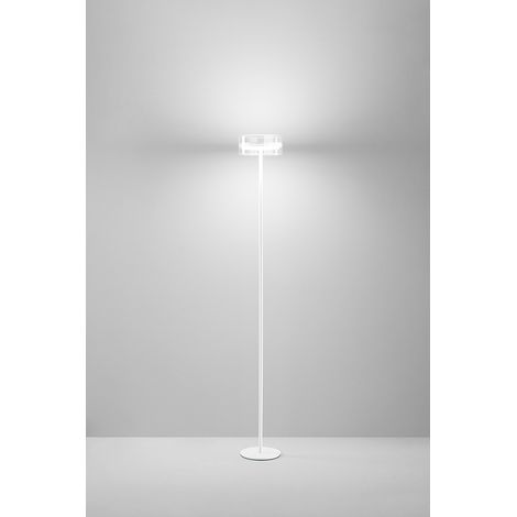 Lampadaire Led 20W Bi-Émission, Structure Métal Et Aluminium, Verre Borosilicaté, Finition Blanc Mat, Hauteur 180 Cm - Perenz, Design Moderne (1/2)