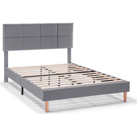 Estructura de cama tapizada Silvi de 30 cm, 150x190 cm, Gris Oscuro