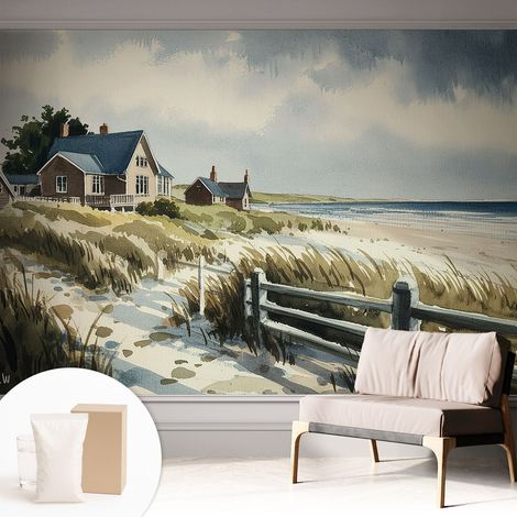 Tapete Vliestapete mit Kleber modern Wohnzimmer - Wanddeko Schlafzimmer - Tapete mit Motiv Stranddünen 312x219 cm (1/5)