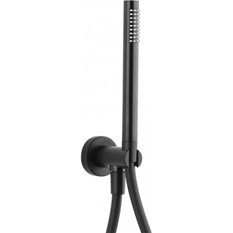 Kit doccia nero opaco in ABS con doccino tondo presa acqua e flessibile (1/5)