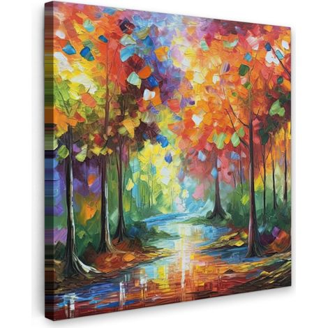 CUADRO EN LIENZO Paisaje - Bosque - Colores - Naturaleza Decorativos de Salon 50x50 cm