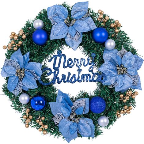 Guirlande De Noël - Couronne En Rotin Artificiel - Décoration Porte Intérieur Extérieur - Diamètre 30 Cm - 1 Pièce (1/5)