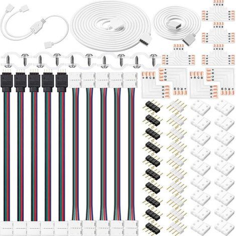 Kit de Connecteur de Bande LED, Cable D'Extension de Bande Lumineuse Connecteurs Adaptateur Sans Soudure Sans Espace pour Bande LED 5050 10Mm 4 (1/2)
