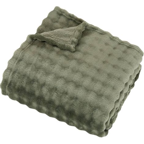 Plaid Zephy 125x150cm effet fausse fourrure vert - Atmosphera créateur d'intérieur (1/3)