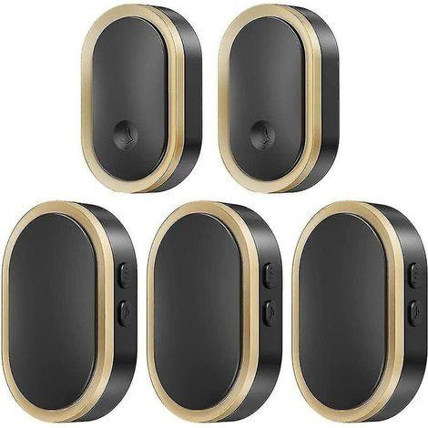 Ensemble de sonnette sans fil, sonnette sans fil étanche Ip55, LED clignotante, portée de 300 mètres, 2 émetteurs + 3 récepteurs, 36 sonneries, 5 niveaux de volume (1/4)