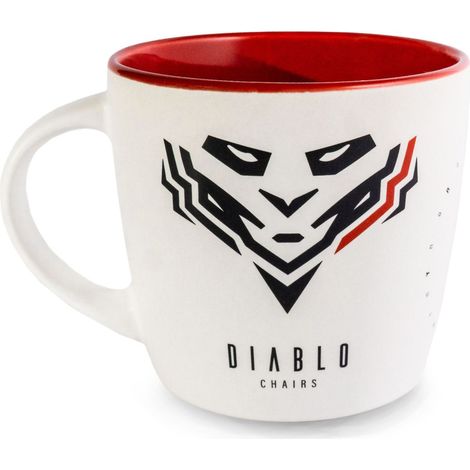 Diablo Keramik Becher Teebecher Kaffebecher Trinkbecher 300 ml 92x85 mm (weiß-rot) (1/2)