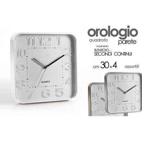 Kaela - Orologio 30x4cm Da Parete Quadrato Classico Moderno Silenzioso Colori Ass 684142 - (1/3)