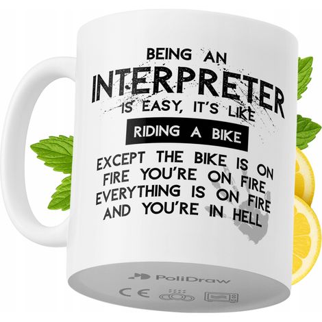Taza para intérprete. Divertida taza de café o té con diseño gráfico y texto humorístico. Taza ideal para cumpleaños, santos y días festivos. Taza premium para ocasiones especiales en casa, la oficina (1/5)