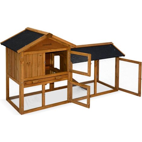 Wooden rabbit hutch Natural 147x52x85 cm - Hotot (1/5)